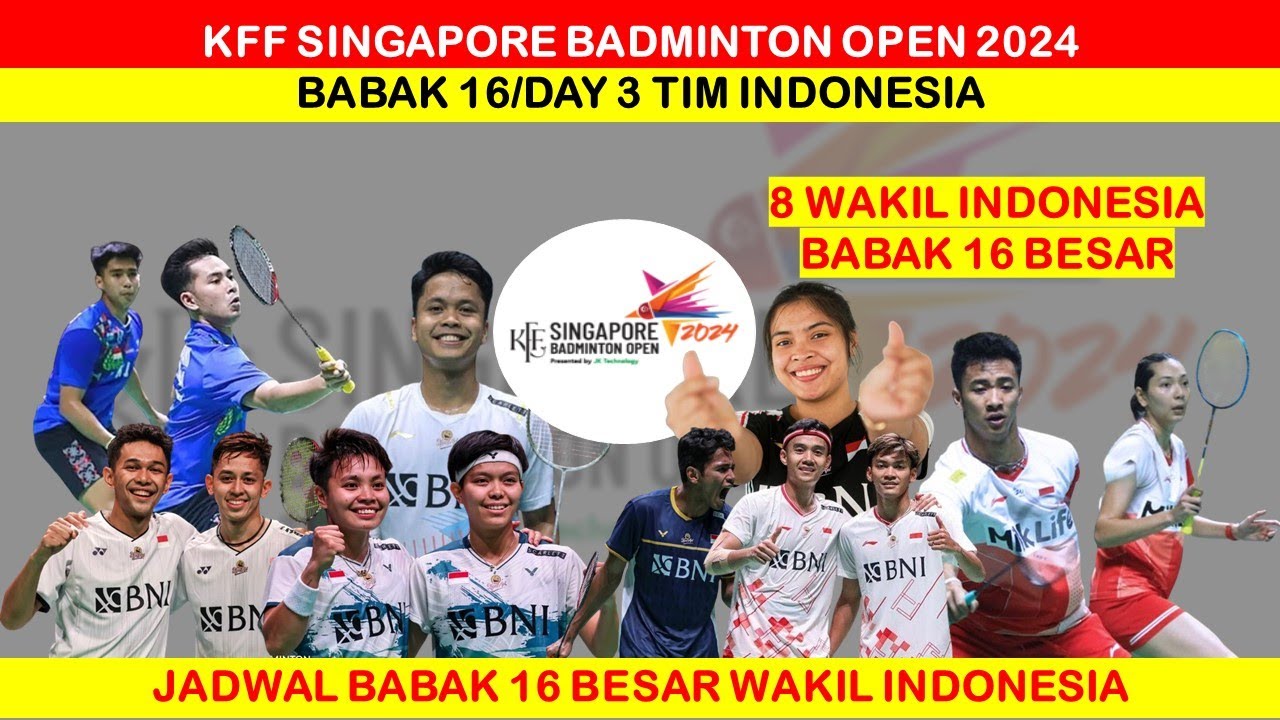 8 Wakil Indonesia Melaju ke Babak 16 Besar ~ Singapura Open 2024 - YouTube