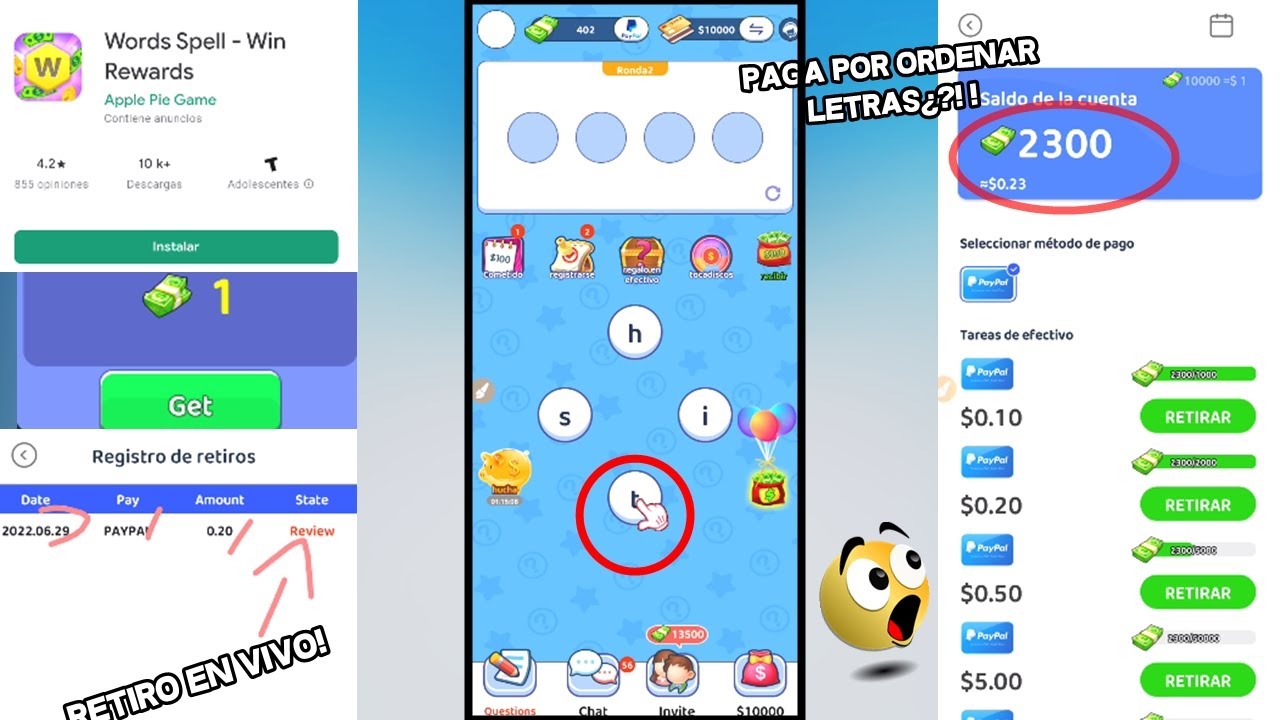 Words Spell Win Rewards App – Paga por ordenar letras? RETIRO EN VIVO! FULL REVISIÓN! Legit or scam?