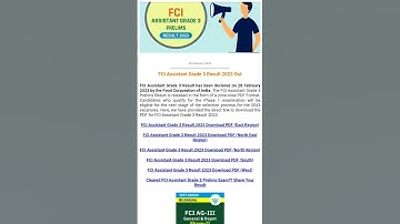FCI Assistant Grade 3 result out.