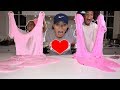 DIY Fluffy Valentines Slime - Funny 2 Gallons of Slime for School