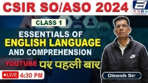 ESSENTIALS OF ENGLISH LANGUAGE AND COMPREHENSION II CSIR ASO AND SO