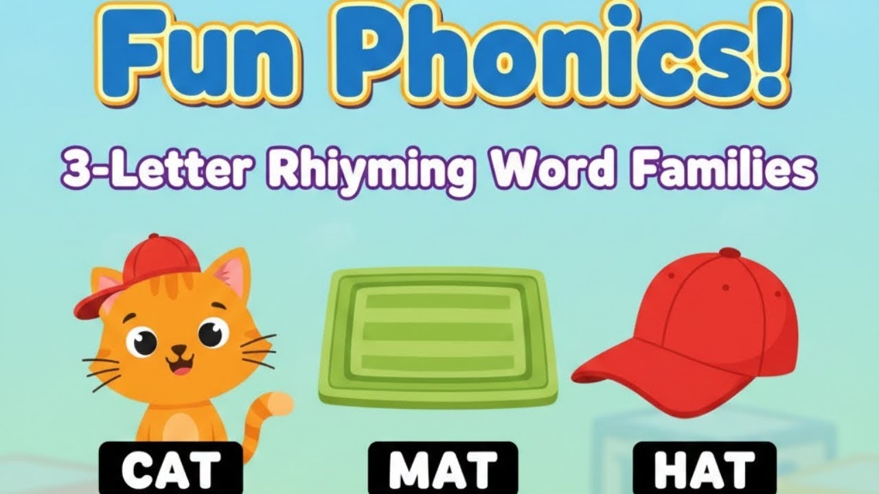 Fun Phonics: 🎵 3-Letter Rhyming Word Families for Kids! (CAT, MAT, HAT)