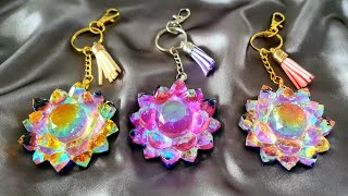 #1333 Amazing Colour Shifting Effects In These Holographic Resin Lotus Flower Keychains