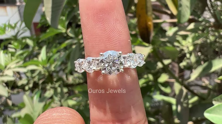 Five Stone Round Cut Lab Grown Diamond Ring @ourosjewels