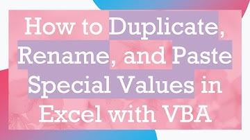 How to Duplicate, Rename, and Paste Special Values in Excel with VBA