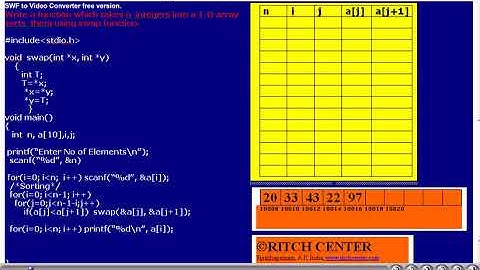 function5: This video explains bubble sorting using swap function