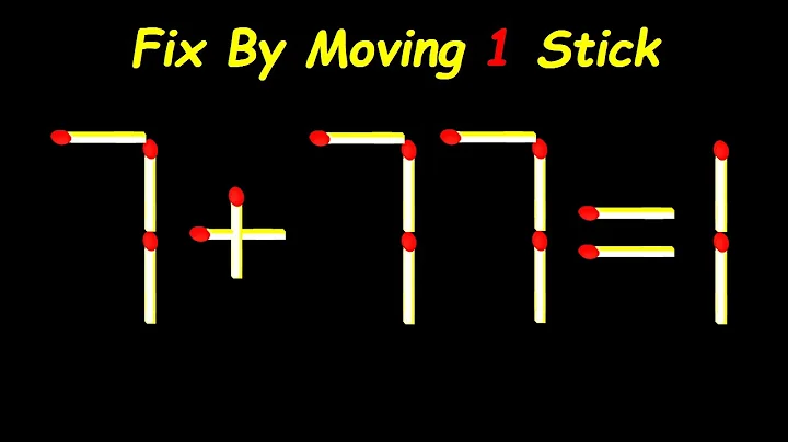 Move only 1 stick to make the equation correct. Matchstick puzzle 7+77=1