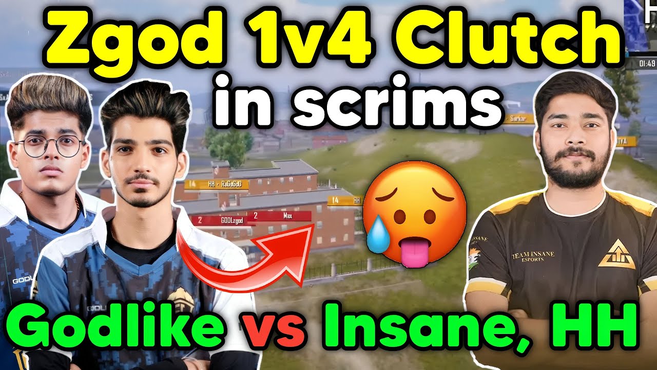 Zgod 1v4 clutch in scrims 🔥 Godlike vs Insane and Hydras 2v8 fight 🇮🇳 ...
