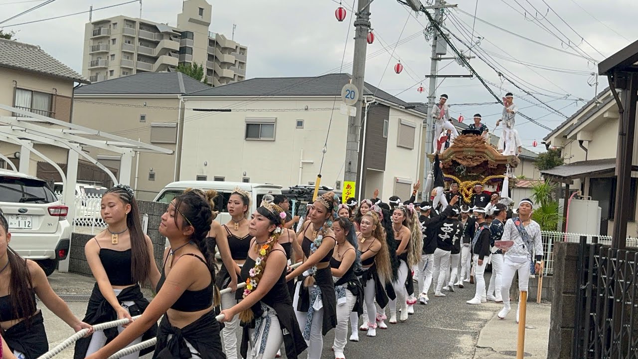 令和６年　堺市陶器地区　西中　試験曳き昼の曳行　小屋入れ