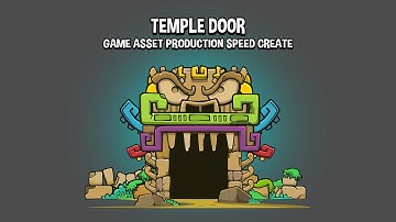 temple door:  2d game art production speed drawing