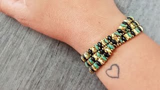 Super Duo Beaded Wrapped Bracelet DIY Tutorial