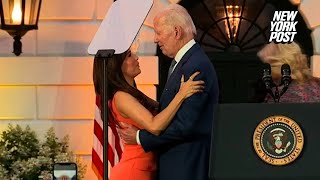 Biden raises eyebrows with Eva Longoria embrace at ‘Flamin’ Hot’ show