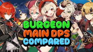 Who's the best BURGEON Pyro Main DPS? - 7 Characters Compared - Builds and Showcase - Genshin Impact