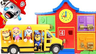 Paw Patrol Chase Drives the School Bus Playset to Learn Colors and ABCs