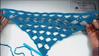 New crochet stitch for summer crochet shawls   شال كروشيه مثلث بغرز كروشية زخرفية صيفية  رائعة