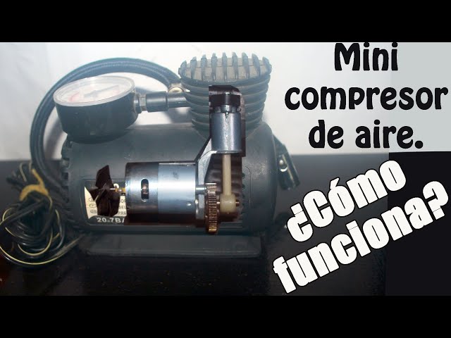 Mini compresor de aire portátil. Funcionamiento interno y partes. 