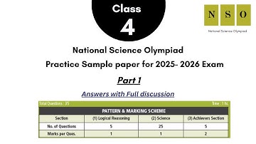 National Science Olympiad (NSO 2025-26) - Grade 4 Practice Paper (Part 1) Discussion