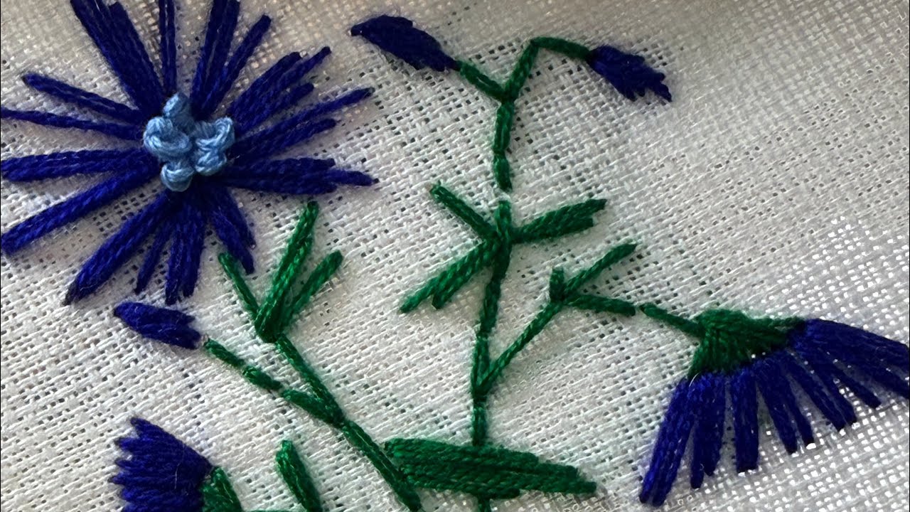 Blue Flower Hand Embroidery Tutorial | Easy Floral Embroidery Design ...