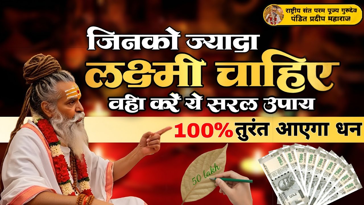 जिनको ज्यादा लक्ष्मी चाहिए वही करें ये सरल उपाय - 100% तुरंत आएगा धन | पंडित प्रदीप महाराज