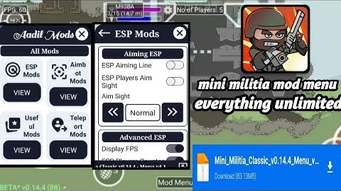 Mini militia mod apk/mini militia mod menu,Esp,teleport,aimbot,VIP MOD, everything unlocked
