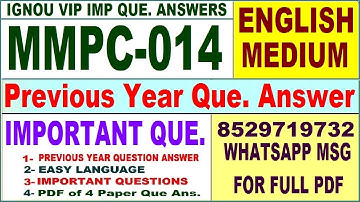 MMPC 014 Previous Year Question Paper in English | mmpc 014 important questions with answer