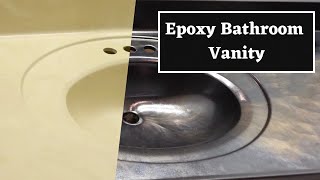 Refinishing a Bathroom Vanity Top Using Epoxy || Updating My Cultured Marble Vanity