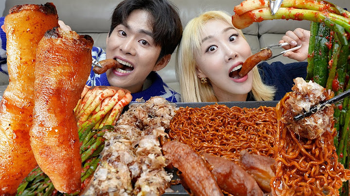 SUB)ASMR MUKBANG 레전드조합총출동🔥통대창+타코야끼+불닭짜파게티+파김치 먹방!! Legend combination food eating show!