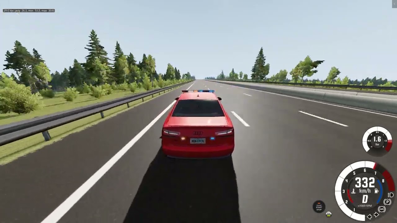 BeamNg Drive, Гонка на большой скорости по встречке на автобане ...