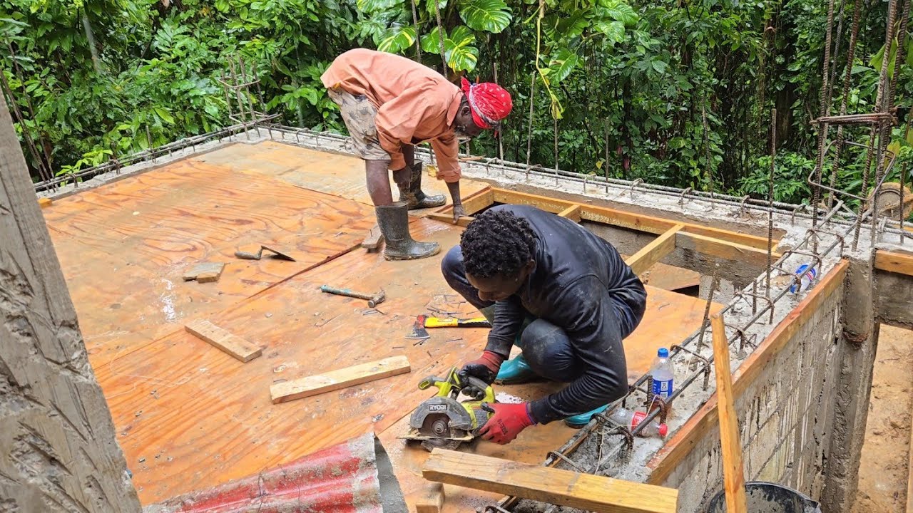 Finally finished casting the reinforcement foundation for the porch | installation of decking. 