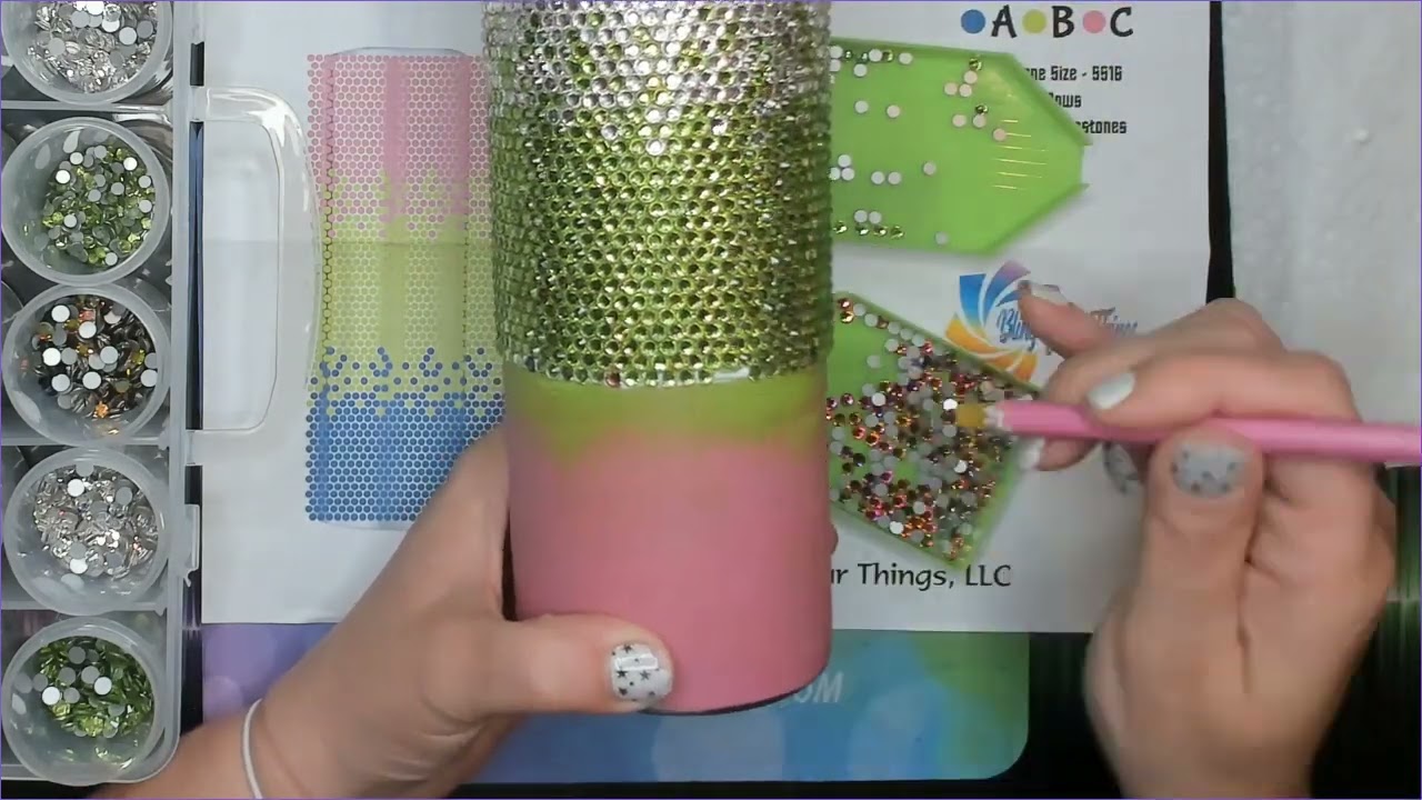 Quickly get started making a 3 color rhinestone ombre tumbler honeycomb pattern