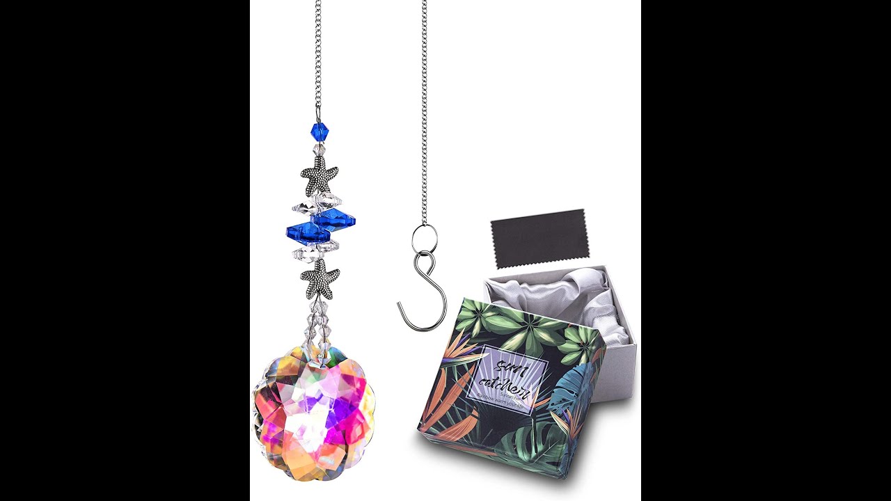 H&D HYALINE & DORA Window Hanging Crystal Rainbow Mandala Drop Prism with Starfish Decor Pendant