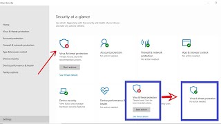 windows 10 virus and threat protection (start actions)