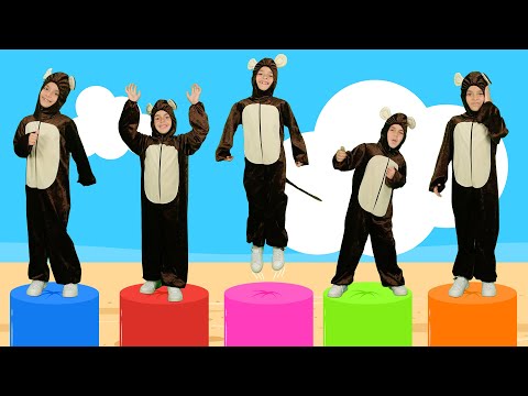 🐒 Beş Küçük Maymun Yatakta Zıplamış 🐒 | Maymunlar ile Saymayı Öğreniyoruz | Afacan Bebek Şarkıları