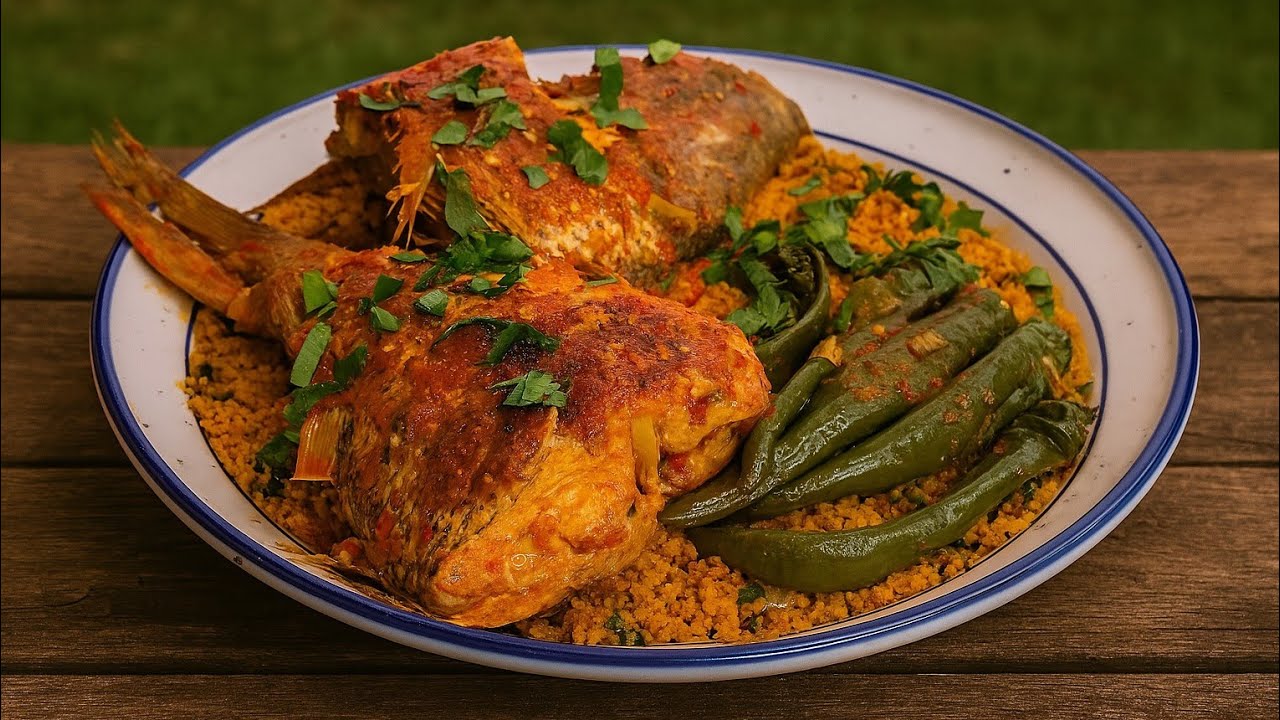 كسكسي بالحوت، الفلفل الأخضر والمعدنوس على الطريقة التونسية 🇹🇳 من الوطن القبلي 🌊🐟🌶️