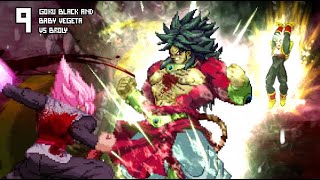 [What-If 9] Super Saiyan 4 Broly VS Baby Vegeta and Goku Black / Baby Vegito Black.