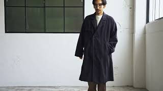 ブラックリネンコート Brushed Linen 冬に着るリネン アルスターコート サック
