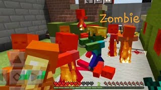 Mèo con sinh tồn và chiến đấu với zombie trong minecraft