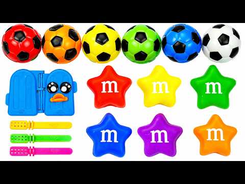 Satisfying Video l How To Make Rainbow Stars From M&M Candy with Playdoh Cutting ASMR