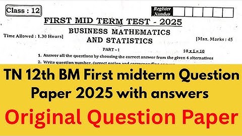 TN 12th Business Mathematics and statistics first mid term question paper 2025 | Answers | #tnhsc