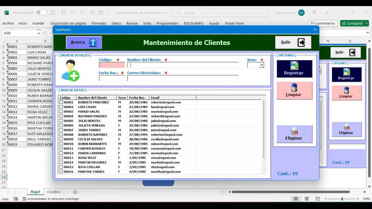 Mantenimiento de Clientes con ListView - VBA - YouTube