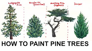 HOW TO PAINT PINE TREES! Acrylic Painting Tutorial