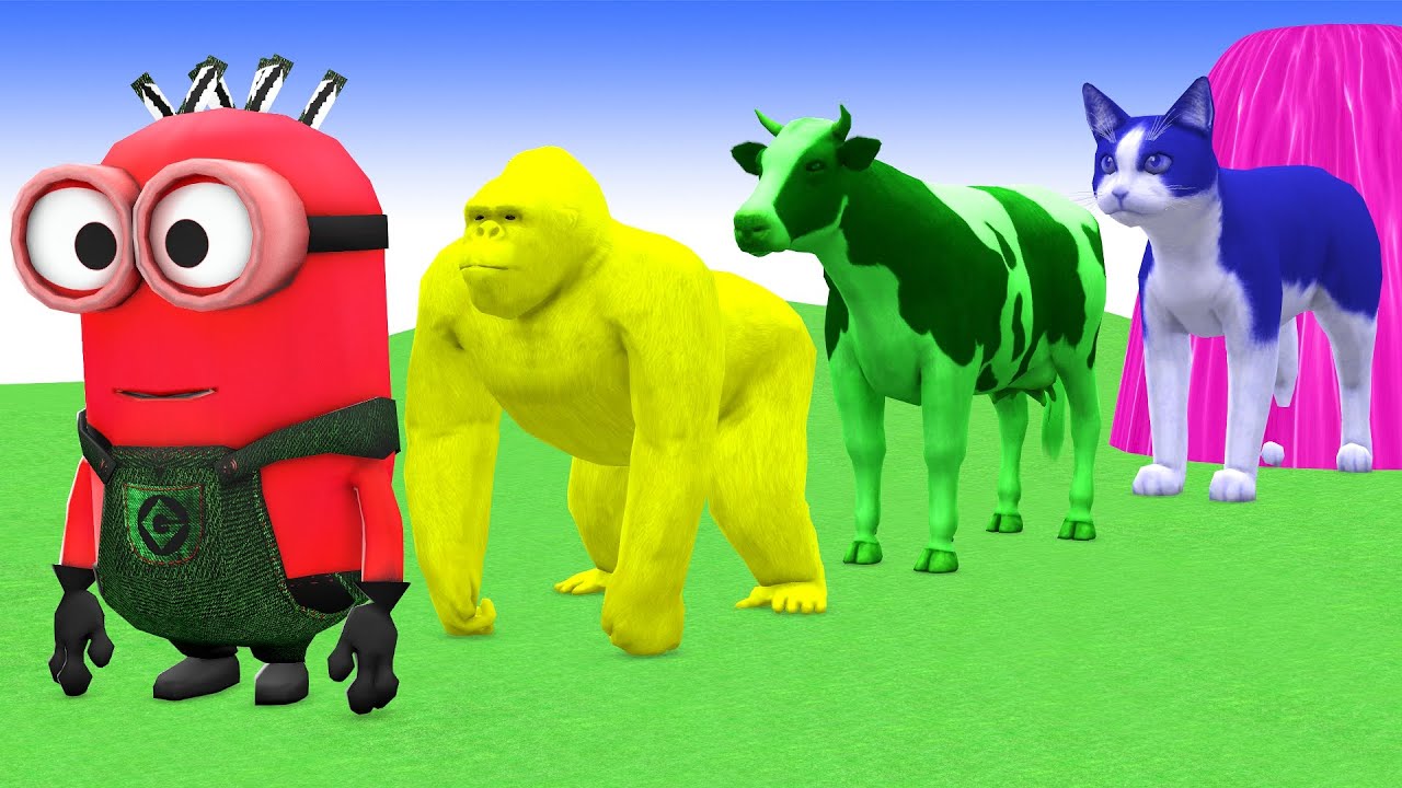 Long Slide Game With Elephant Gorilla Buffalo Hippopotamus Tiger 3d Animal Game Funny 3d Animals