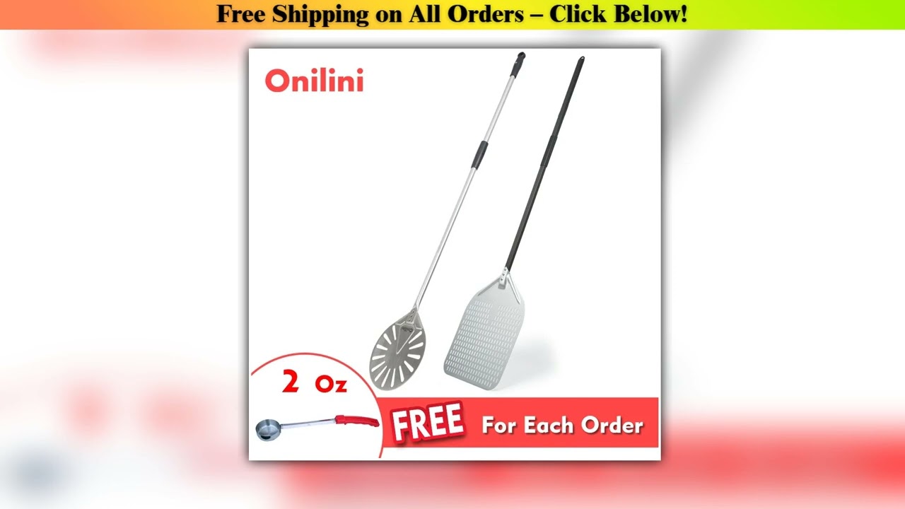 Onilini 14/13/12 inch & 9 inch Stainless Steel Pizza Peel Set Perforated Pizza Shovel Commercial