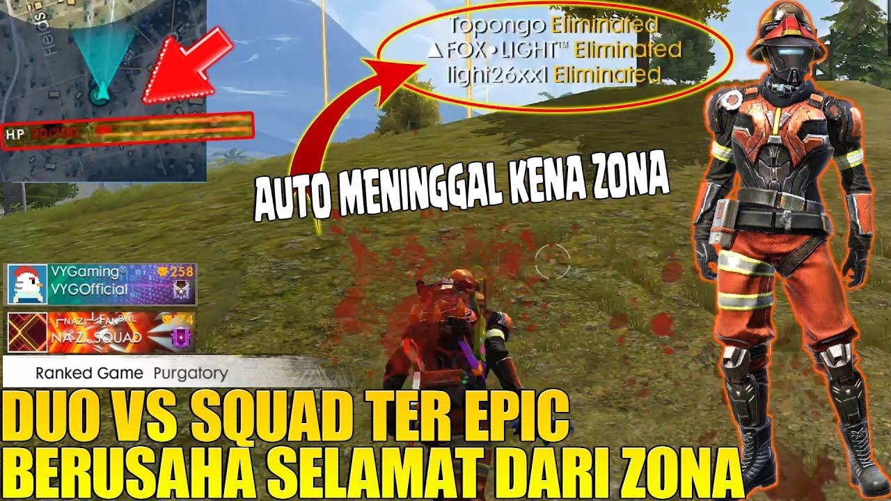 Moment Paling Epic Duo Vs Squad Ranked Match Main Kejar Kejaran Dengan Zona Garena Free Fire