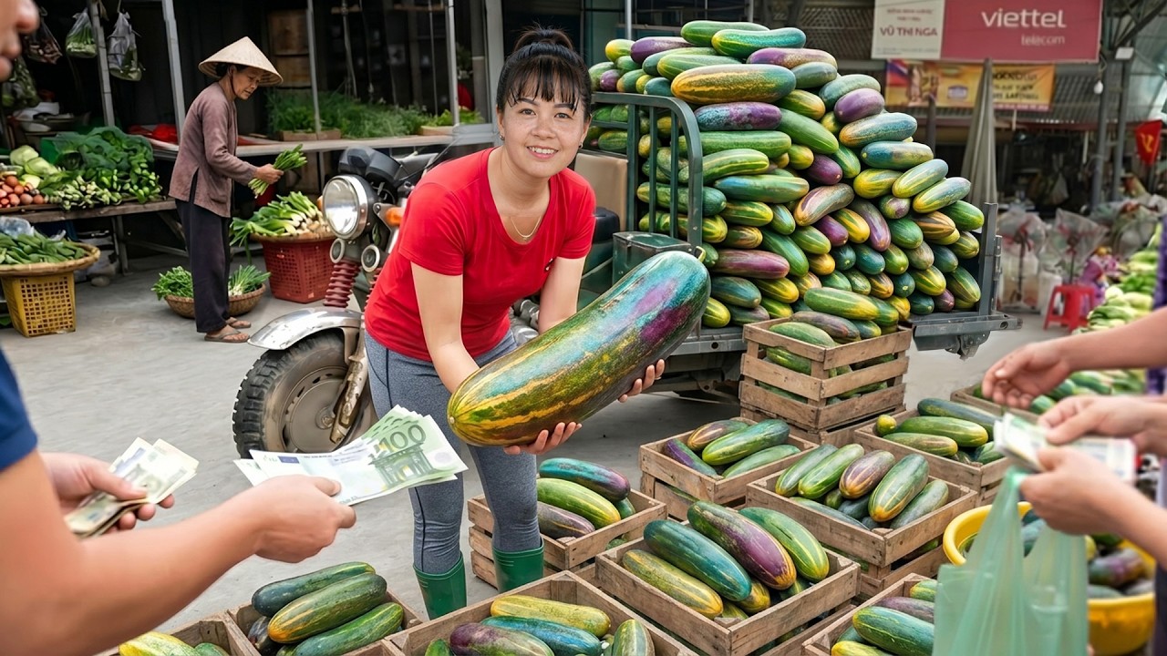 TIMELAPSE - Harvesting Fresh Cucumbers To Sell At Countryside Market ...