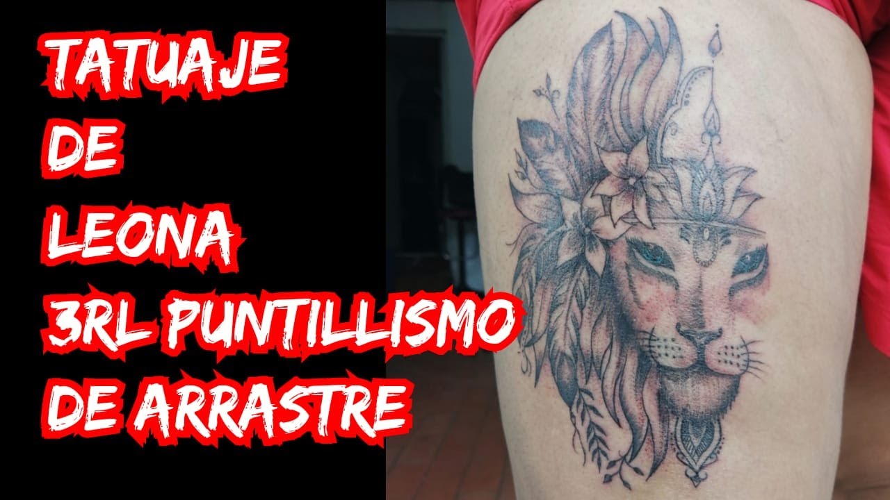 Tatuaje de leona para mujer en la pierna - YouTube