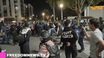 Anti-ICE Protest Dance to "Cha Cha Slide" as ICE Agents in Portland Clear the Crowd 