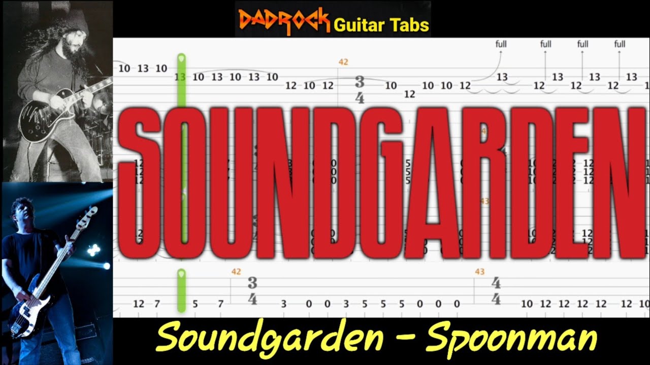 Spoonman Soundgarden Guitar + Bass TABS Lesson YouTube