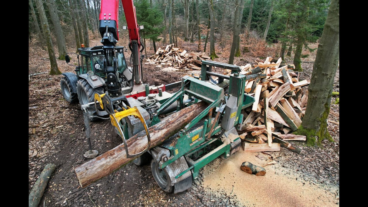🌲*60ton. Spaltbüffel 2* • Valtra 8550 & Spaltbüffel • Forst Pfizenmaier • Lochner • Kaminholz 🌲