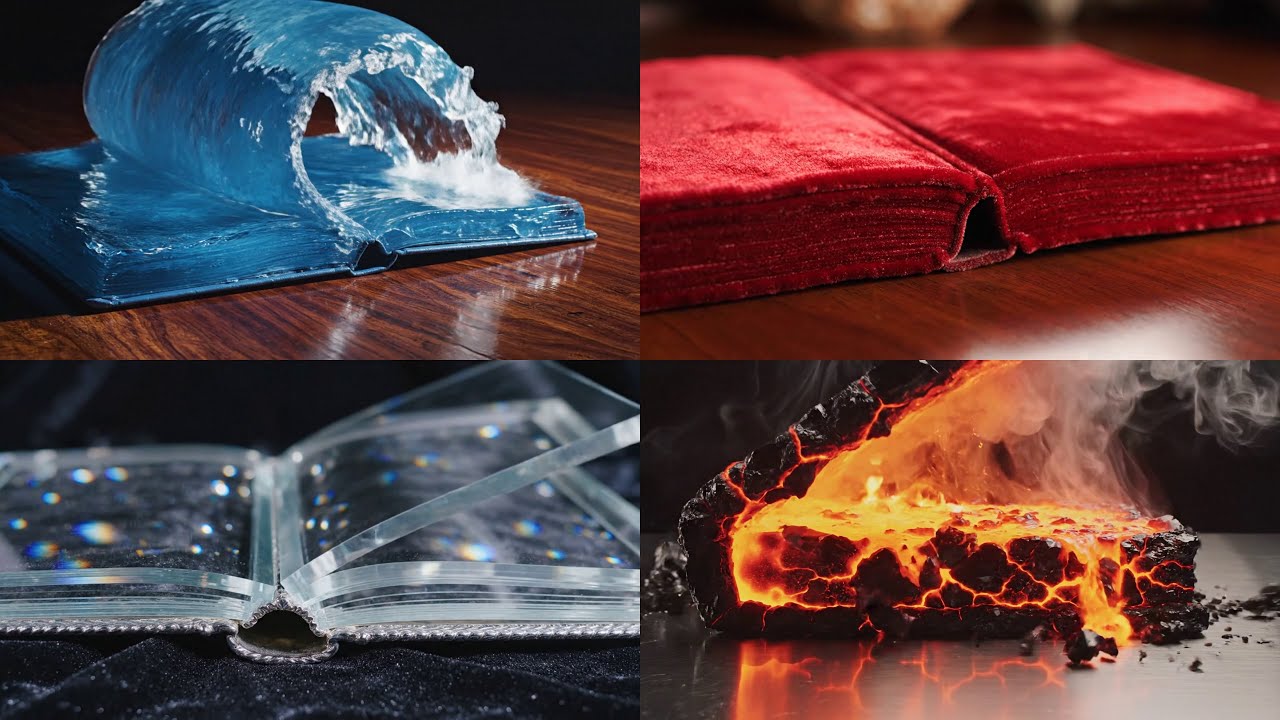 ASMR Page Turning | AI Books Made of Water, Magma, Glass & More | No Talking [4К 60fps]